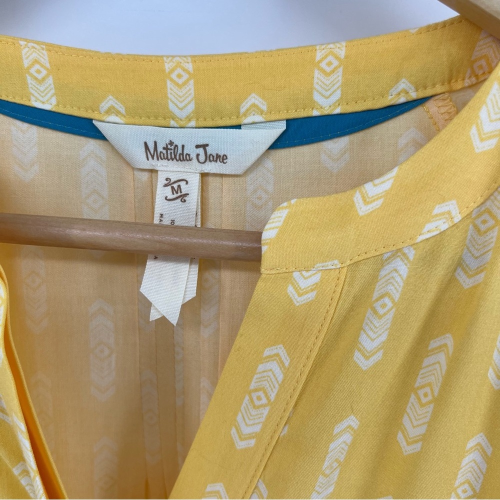 Matilda Jane Yellow Tunic with Flutter Sleeves and Mandarin Collar - Picture 2 of 8
